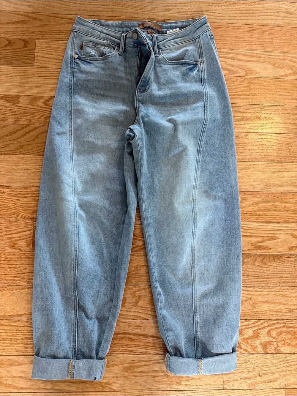 Judy Blue Barrel Leg Denim Jeans - Relaxed Tapered Fit